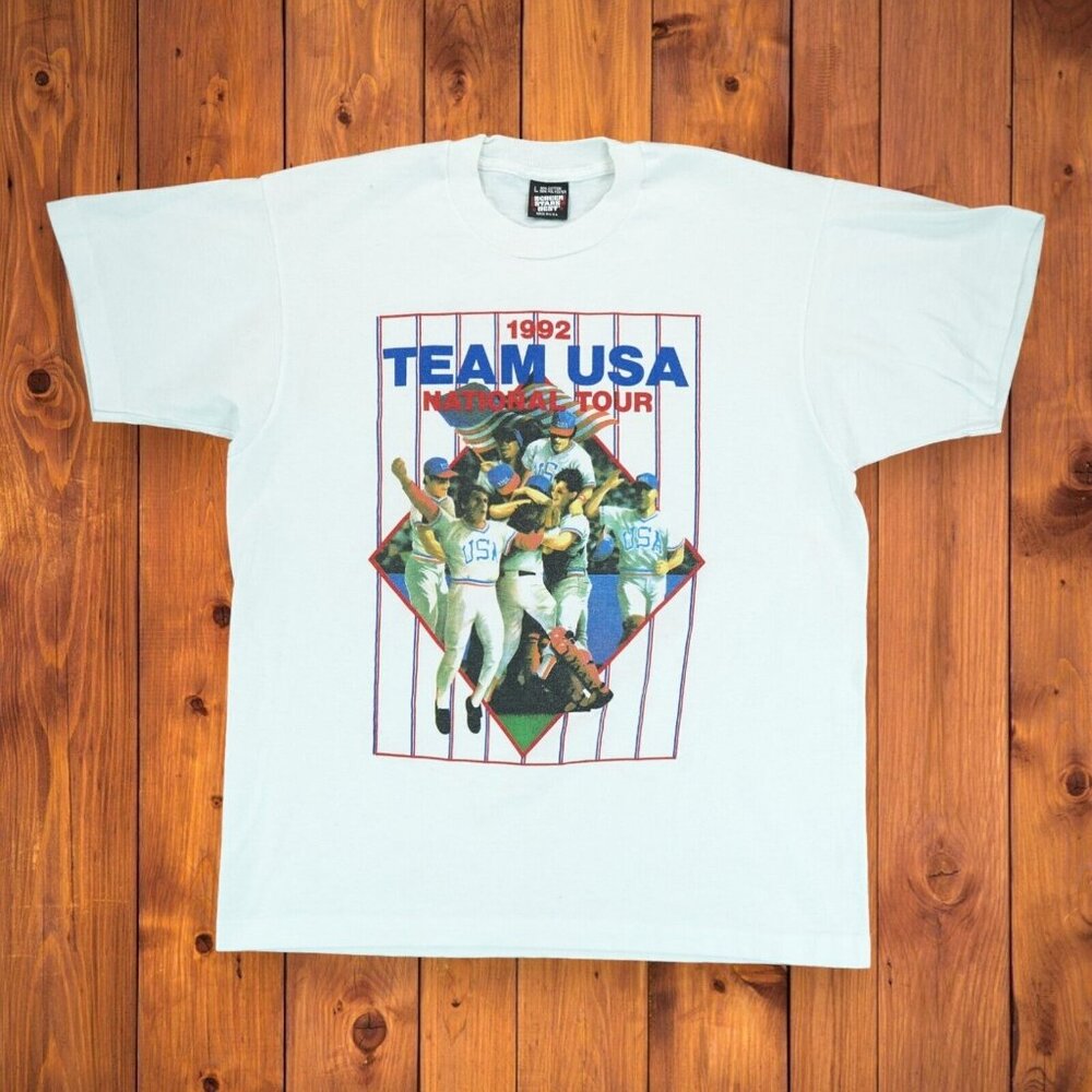 Vintage Team USA 1992 Baseball National Tour T-Shirt Size Large Made in USA